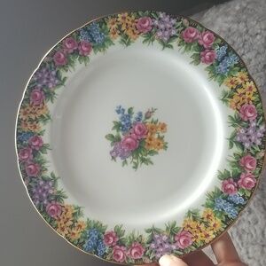 Floral Fine Bone Salad Plate
